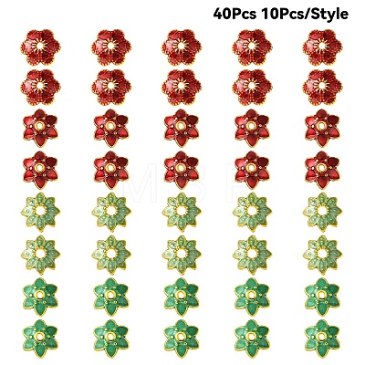 40Pcs 4 Styles Alloy Enamel Beads Caps ENAM-YW0003-97-1