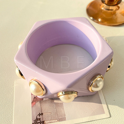 Resin & Plastic Pearl Bangles for Women WG73613-01-1