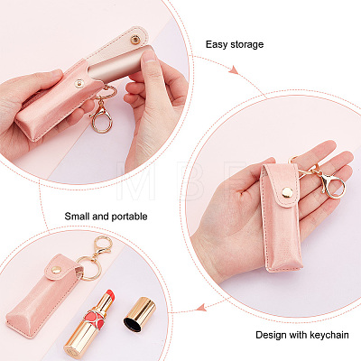Portable Imitation Leather Chapstick Keychain Holder KEYC-WH0029-56B-1