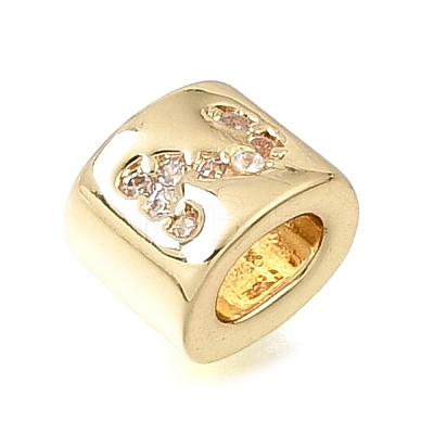 Brass Micro Pave Clear Cubic Zirconia Beads CU-CBAA19F-01G-C-1