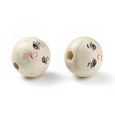 (Defective Closeout Sale: Marking) Printed Natural Wood European Beads WOOD-XCP0001-54-1