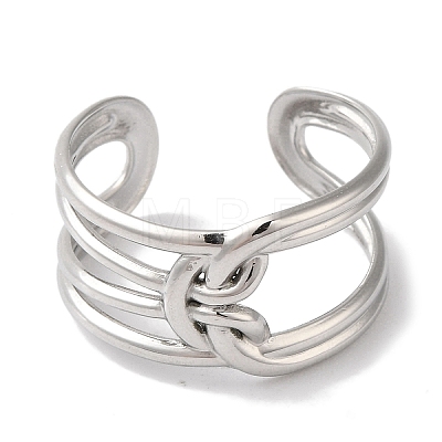 Non-Tarnish 304 Stainless Steel Oval Open Cuff Ring for Women RJEW-C091-01P-1