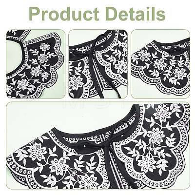 Detachable Fibre Lady's Flower Pattern Embroidered False Collars AJEW-WH0347-09-1
