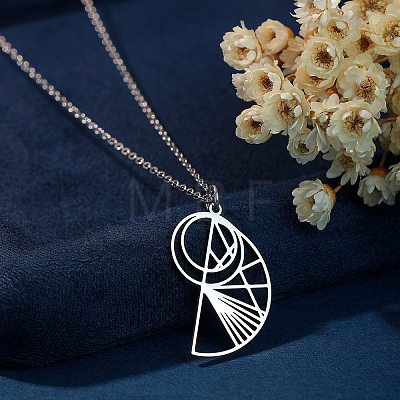 304 Stainless Steel Geometric Shell Shape Pendant Necklaces FS-WG20C55-02-1