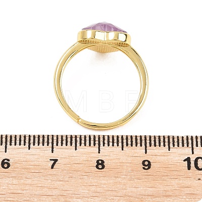 Natural Amethyst Finger Rings with Brass Findings G-H353-03G-04-1