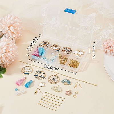 DIY Fan Bird Flower Dangle Earring Making Kit DIY-SC0020-40-1