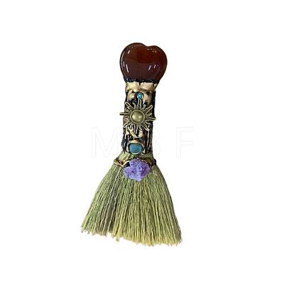 Natural Carnelian Heart Magic Broom PW-WG62536-02-1