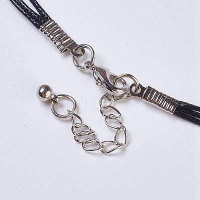 Waxed Cord Tiered Necklace NJEW-P185-A07-1