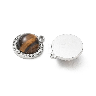 304 Stainless Steel & Natural Tiger Eye Pendants SA-CBA11D7-04P-1