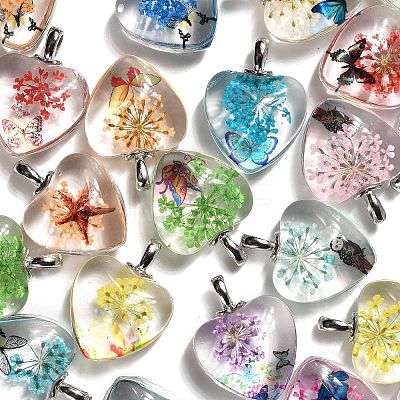 Transparent Glass Pendants GLAA-M048-04-1