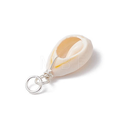 Natural Cowrie Shell Pendants PALLOY-JF03710-01-1