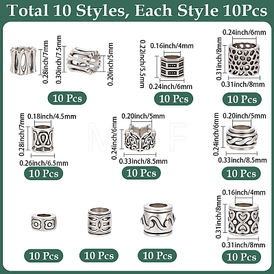 100Pcs 10 Styles Tibetan Style Zinc Alloy Beads FIND-SP0005-92-1