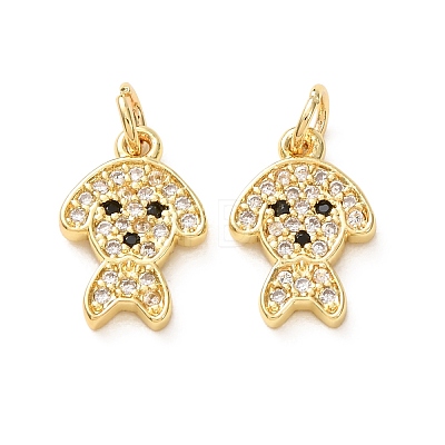 Brass Micro Pave Black Cubic Zirconia Charms CU-E003-18G-19-1