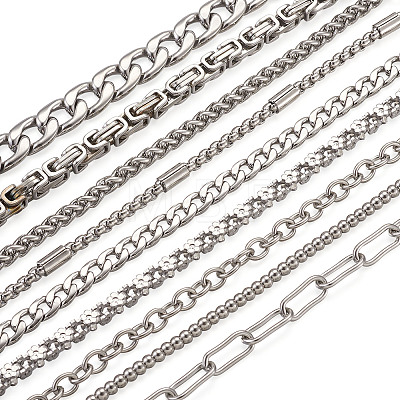 Unisex 304 Stainless Steel Chain Bracelets BJEW-TA0001-05P-1