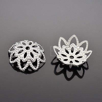 Filigree Flower Multi-Petal Brass Fancy Bead Caps KK-N0088-03-1