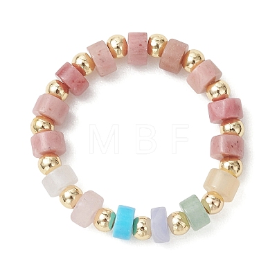 3Pcs Gemstone Disc Bead with Brass Finger Rings RJEW-JR00985-03-1