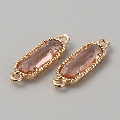 Golden Plated Brass Pave Glass Connector Charms LS-FIND-WH0110-728G-05-1