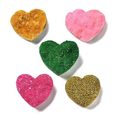 Electroplate Natural Quartz Crystal Heart Display Decorations DJEW-B012-01-1