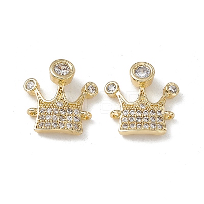 Brass Pave Clear Cubic Zirconia Connector Charms KK-E068-VB348-1