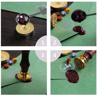 Brass Wax Seal Stamp AJEW-CP0002-04-D017-1