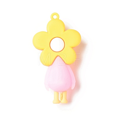 Opaque Resin Cute Duck Big Pendants RESI-D065-B01-1