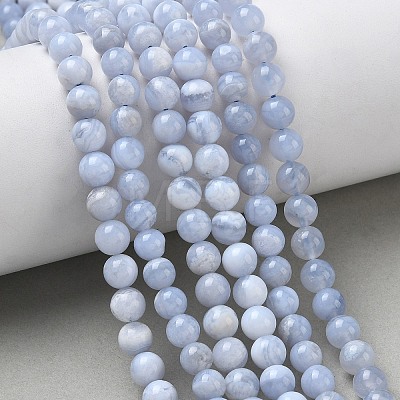 Natural Blue Lace Agate Beads Strands G-F222-30-6mm-01-1