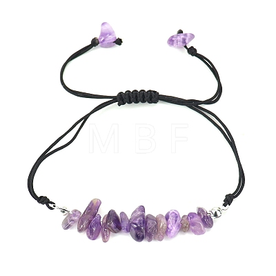 Natural Amethyst Braided Bead Bracelets PW-WG14195-08-1