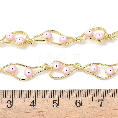 Brass Enamel Evil Eye Link Chain Necklaces NJEW-G183-01G-1