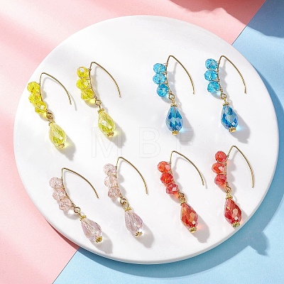 Teardrop Electroplate Glass Dangle Earrings EJEW-JE06797-1