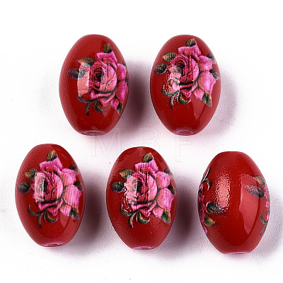 Printed & Spray Painted Opaque Glass Beads LS-GLAA-S047-07B-A01-1