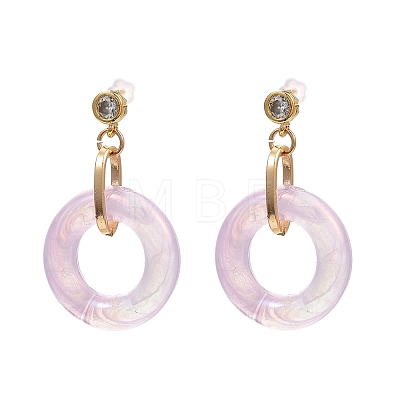 Ring Shape Transparent Acrylic Dangle Stud Earrings EJEW-JE04189-M-1