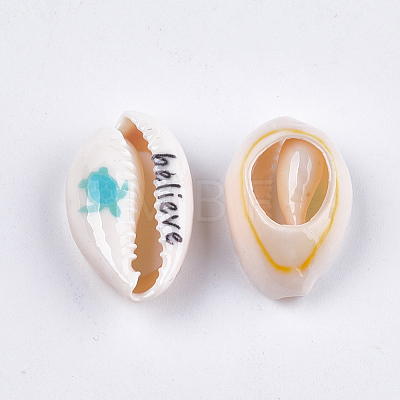 Printed Cowrie Shell Beads SHEL-S276-10-1