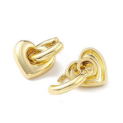 Rack Plating Brass Heart Dangle Hoop Earrings for Women EJEW-H135-07G-1