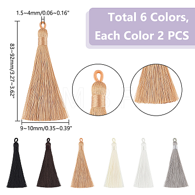 Unicraftale 12Pcs 6 Colors Nylon Tassels Big Pendant Decorations FIND-UN0002-60-1
