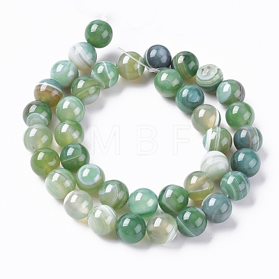 Natural Striped Agate/Banded Agate Beads Strands G-G582-10mm-58-1