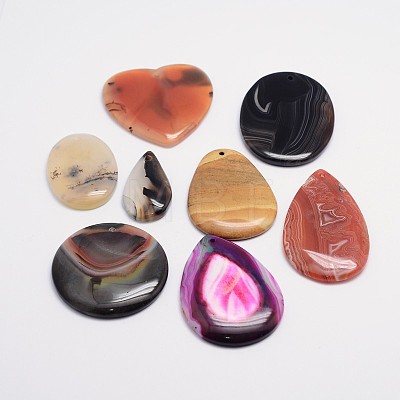 Mixed Shape Natural Gemstone Pendants G-L418-41-1