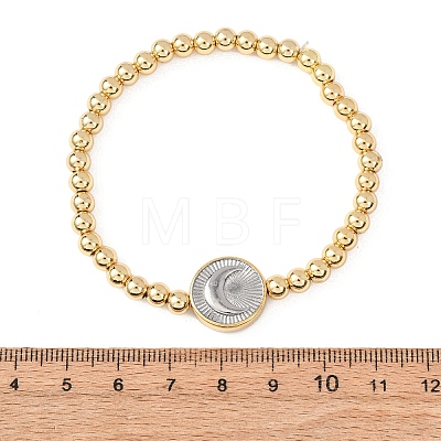 Brass Round Beads Stretch Bracelets for Women BJEW-H640-03B-GP-1