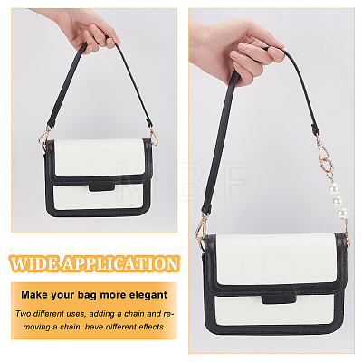 WADORN 2Pcs 2 Style PU Imitation Leather/ABS Plastic Imitation Pearl Bag Handles DIY-WR0003-27A-1