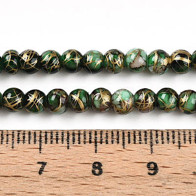 Drawbench & Baking Painted Glass Beads Strands DGLA-N003-4mm-B09-1