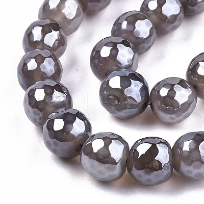 Electroplate Natural Agate Beads Strands G-T131-55-30-1