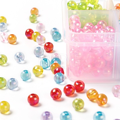 8 Colors 760Pcs Round Plated AB Color Transparent Acrylic Beads DIY-LS0001-06-1