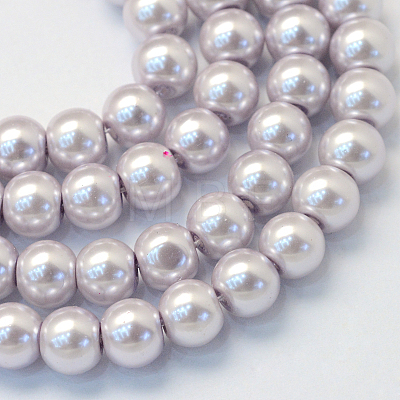 Baking Painted Pearlized Glass Pearl Round Bead Strands HY-Q003-14mm-25-1