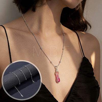 20Pcs Stainless Steel Round Snake Chain Necklaces with Ball NJEW-OC0001-08P-1