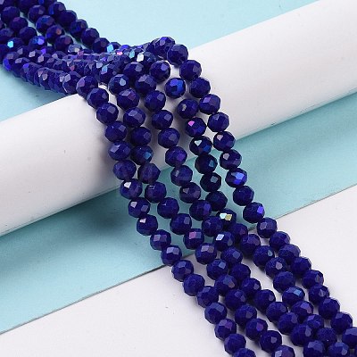 Electroplate Opaque Solid Color Glass Beads Strands EGLA-A044-P4mm-L07-1