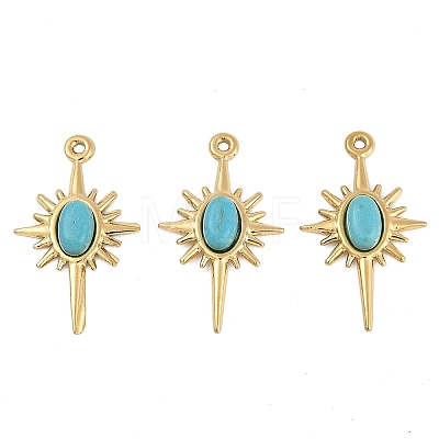 Synthetic Turquoise Sun Pendants STAS-I325-140A-G-1