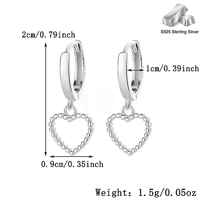 S925 Sterling Silver Hollow Heart Hoop Earrings FJ4331-2-1