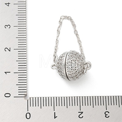 Brass Micro Pave Clear Cubic Zirconia Magnetic Clasps KK-Z083-17P-1