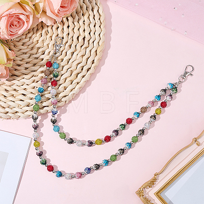 1Pc Polymer Clay Rhinestone Disc Ball and Round Acrylic Beaded Double Layer Pants Chains AJEW-BM0001-27-1