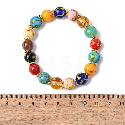 Handmade Lampwork Beads Stretch Bracelets for Women BJEW-B164-01-1