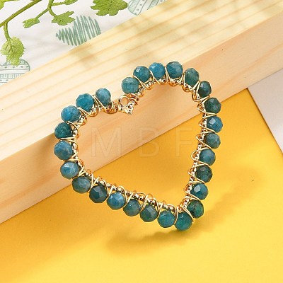 Heart Natural Faceted Apatite Pendants PALLOY-JF00511-04-1